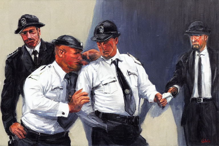 3596819174 A White Collar Criminal Being Arrested Corporate Office Painted By Johan Grenier 11